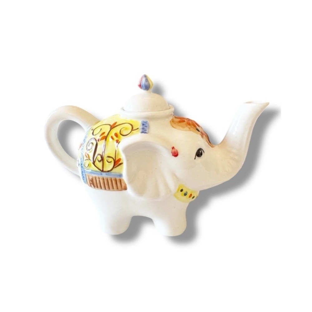 Nature's Home Colorful Elephant Ceramic Tea Pot Boho Circus Raj Bohemian Kitchen